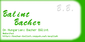 balint bacher business card